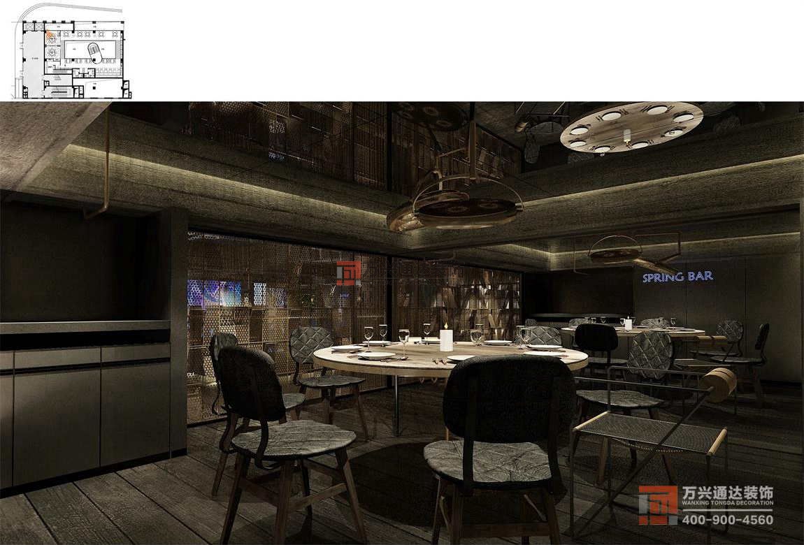 北京萬(wàn)興通達(dá)辦公裝修項(xiàng)目-春光巷電影主題餐廳裝修效果圖