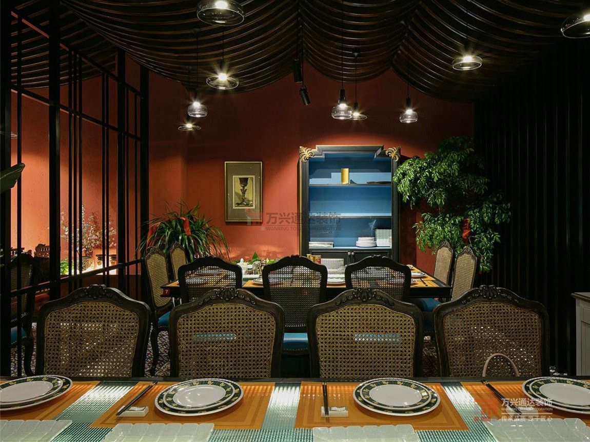 北京萬興通達辦公裝修項目-月影法式鐵板燒裝修效果圖