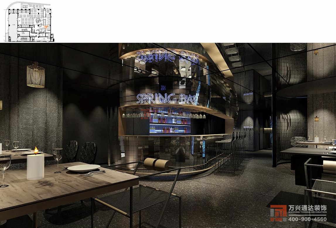 北京萬(wàn)興通達(dá)辦公裝修項(xiàng)目-春光巷電影主題餐廳裝修效果圖