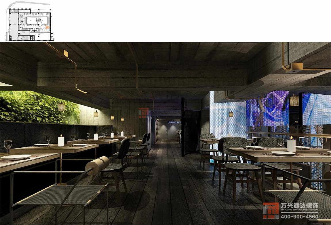 北京萬(wàn)興通達(dá)辦公裝修項(xiàng)目-春光巷電影主題餐廳裝修效果圖