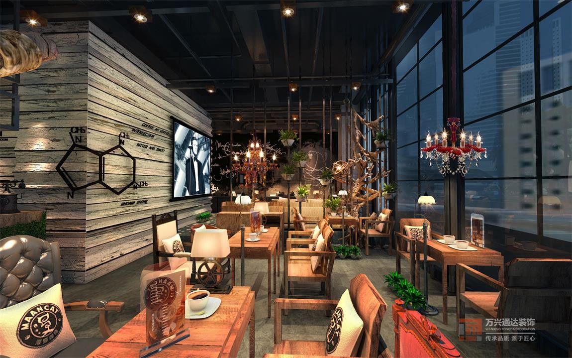 北京萬興通達(dá)辦公裝修項目-漫貓咖啡廳裝修效果圖