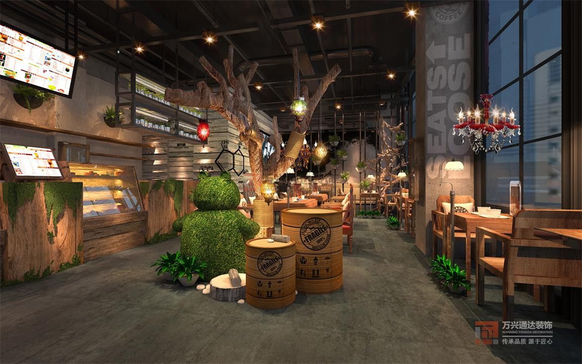 北京萬興通達(dá)辦公裝修項目-漫貓咖啡廳裝修效果圖