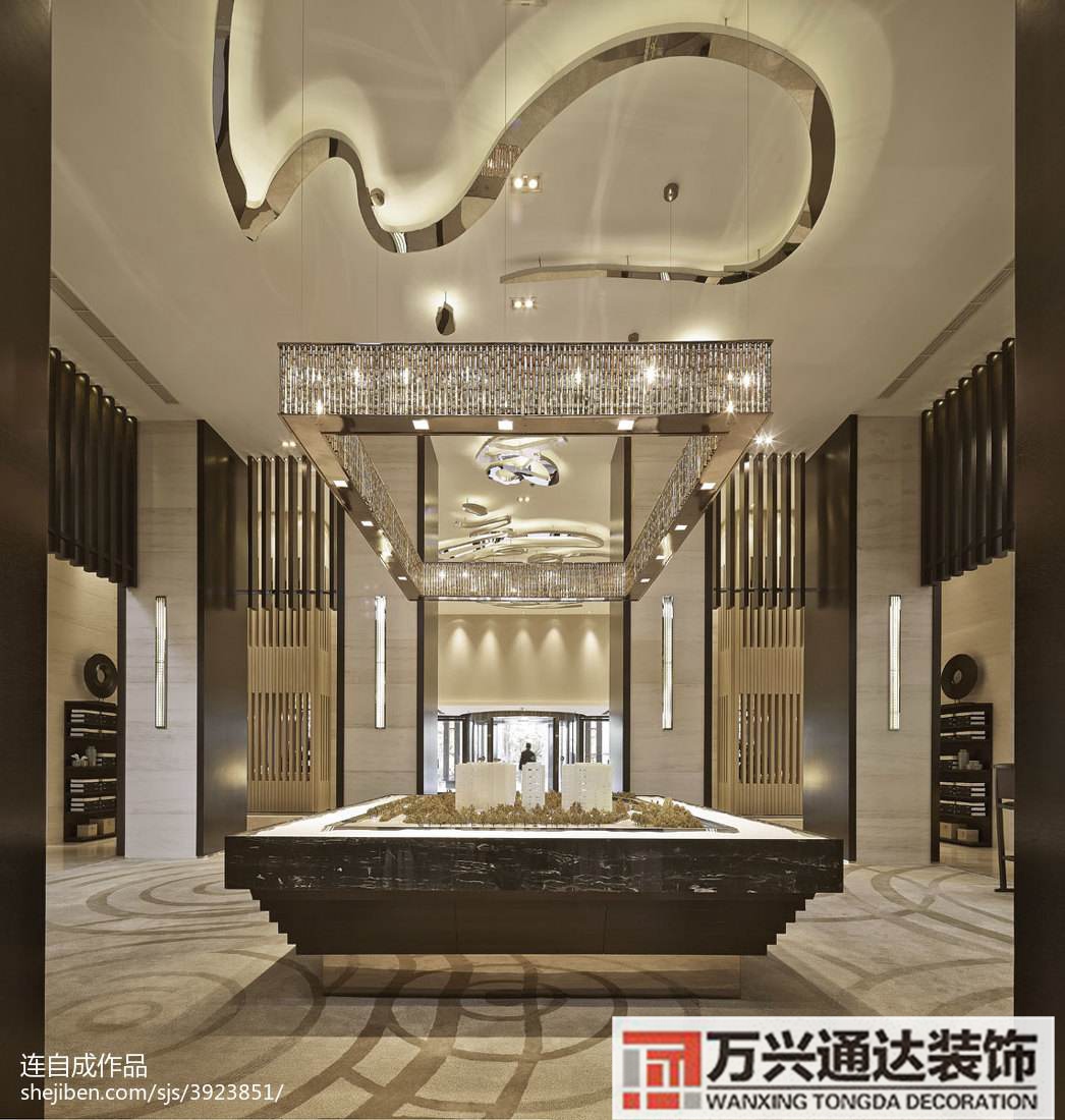 中式售樓部裝修效果圖新中式風(fēng)格售樓部效果圖