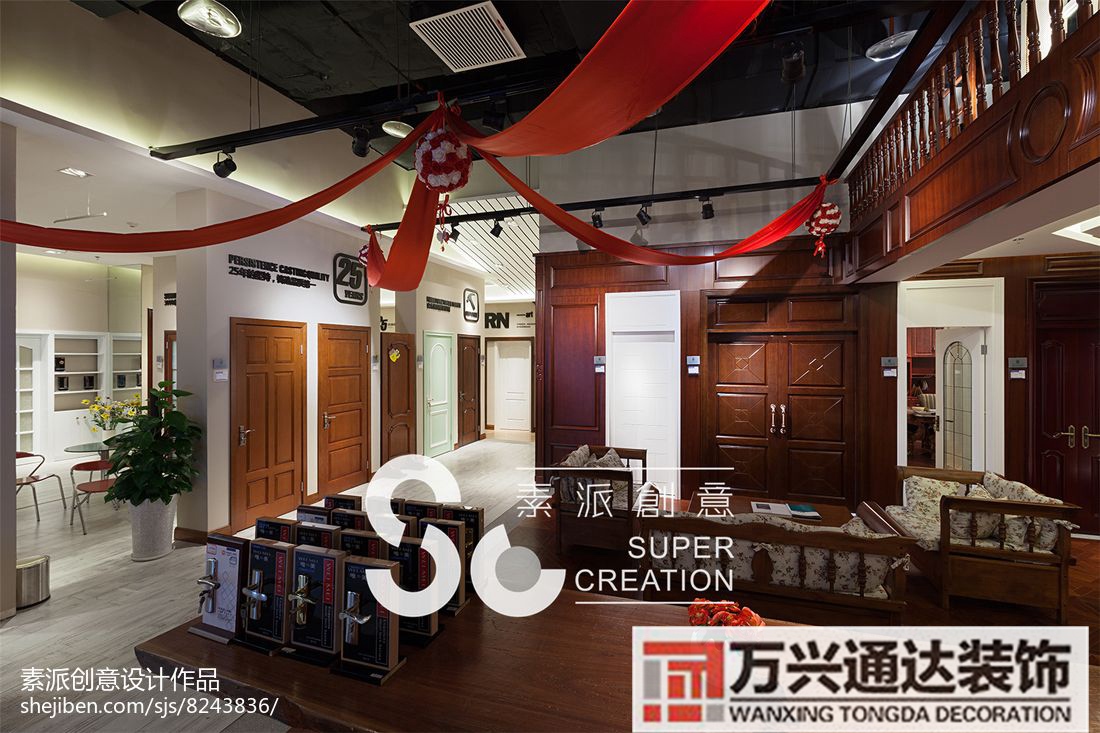 木門展廳裝修效果圖木門樣品展示廳效果圖